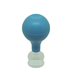 Schröpfkopf aus Glas mit blauen Saugball 2,7 cm