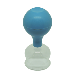 Schröpfkopf aus Glas mit blauen Saugball 4,0 cm