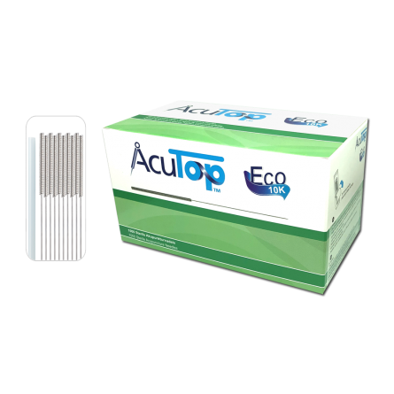 AcuTop® Acupuncture Needle Type Eco 10K: Coated acupuncture needle, steel handle (Korean Style), 1,000 needles bulk pack 