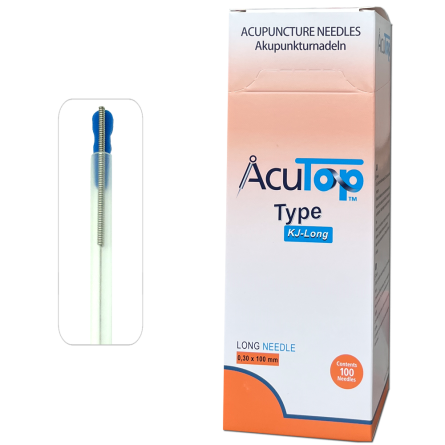 AcuTop® Acupuncture Needles Type KJ: silicone coated, steel handle (Korea Style), with guide tube, 100 needles 
