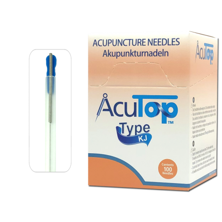 AcuTop® Acupuncture Needles Type KJ: silicone coated, steel handle (Korea Style), with guide tube, 100 needles 0,25 x 40 mm