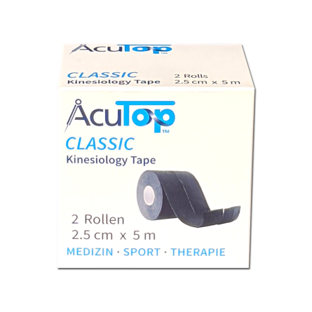 AcuTop® Classic Kinesiology Tape, 2.5cm, 2 rolls Black