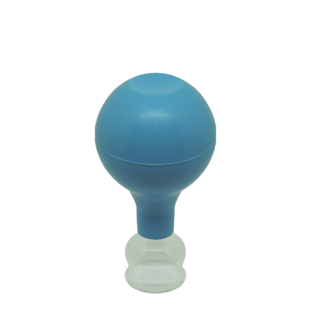 Schröpfkopf aus Glas mit blauen Saugball 1,3 cm