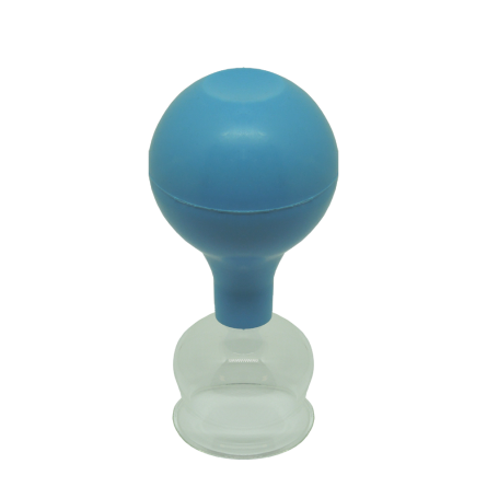 Schröpfkopf aus Glas mit blauen Saugball 3,2 cm