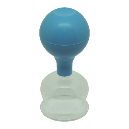 Schröpfkopf aus Glas mit blauen Saugball 5,2 cm